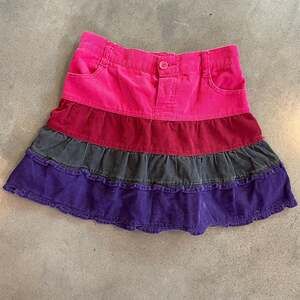Just 4 girls pink purple red multi color block corduroy skirt girls size 8